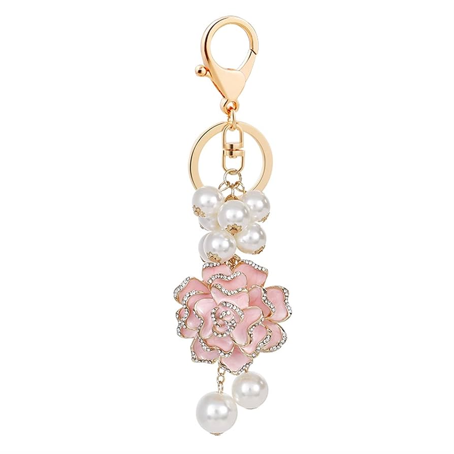 Amazon.com: ZXHStore Flower Keychain Pearl Pink Key Ring
